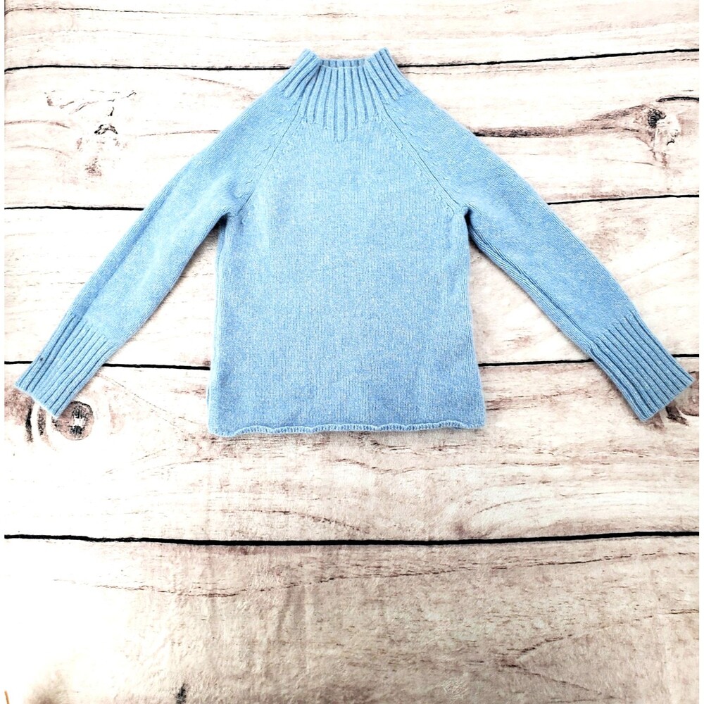 Old Navy Sweater Womens Large Dusty Soft Blue Lambs Wool Turtleneck Ribbed Knit